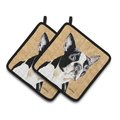 Carolines Treasures Carolines Treasures SC9140PTHD Boston Terrier Wipe Your Paws Pair of Pot Holders; 7.5 x 3 x 7.5 in. SC9140PTHD